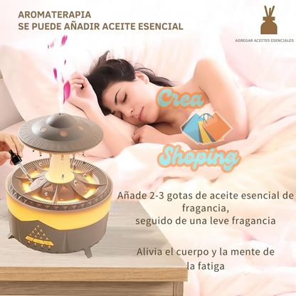 Humidificador Gota de Lluvia – Difusor de Aromaterapia con Luz Nocturna y Temporizador 🌧️✨