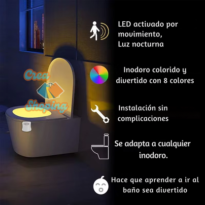 Luz Nocturna LED Inteligente para Inodoro – Sensor de Movimiento, Impermeable, Multicolor