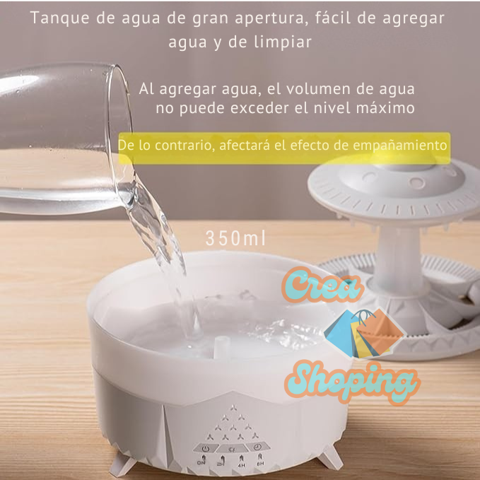 Humidificador Gota de Lluvia – Difusor de Aromaterapia con Luz Nocturna y Temporizador 🌧️✨