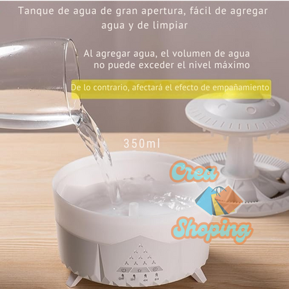 Humidificador Gota de Lluvia – Difusor de Aromaterapia con Luz Nocturna y Temporizador 🌧️✨