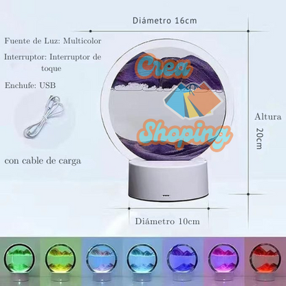 Lámpara de Arena Mágica – Luz Nocturna 3D con Efecto Hipnótico y Relajante ⏳✨