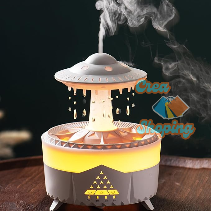 Humidificador Gota de Lluvia – Difusor de Aromaterapia con Luz Nocturna y Temporizador 🌧️✨